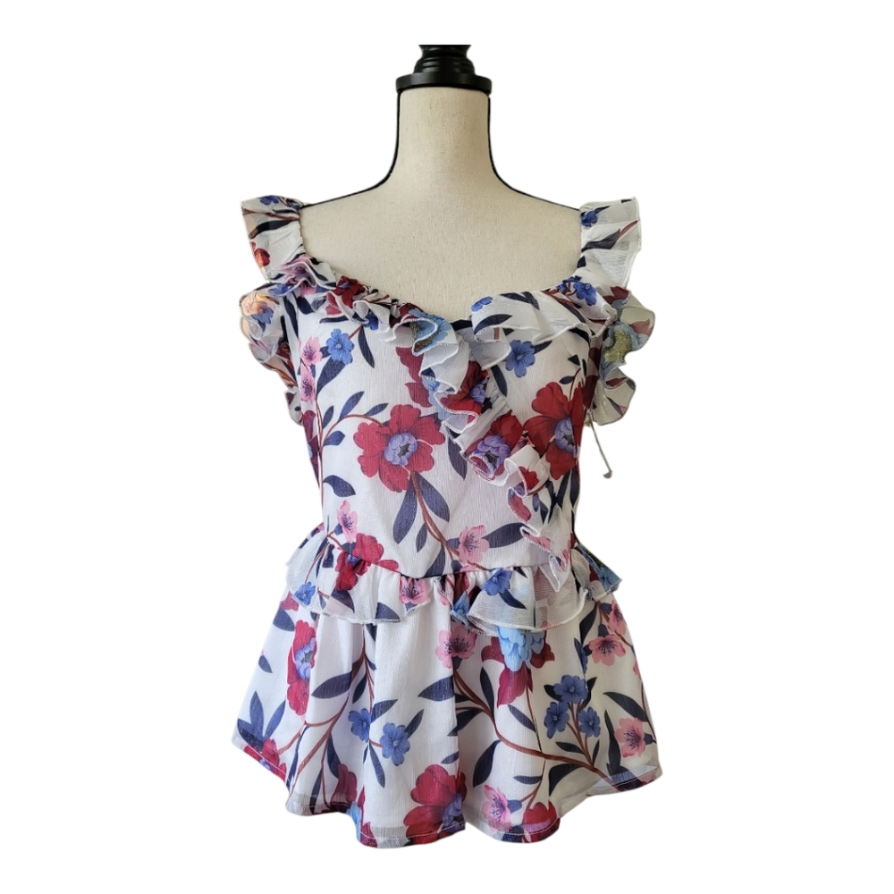 French Connection Floral Ruffle Women's Top Size 4 New
